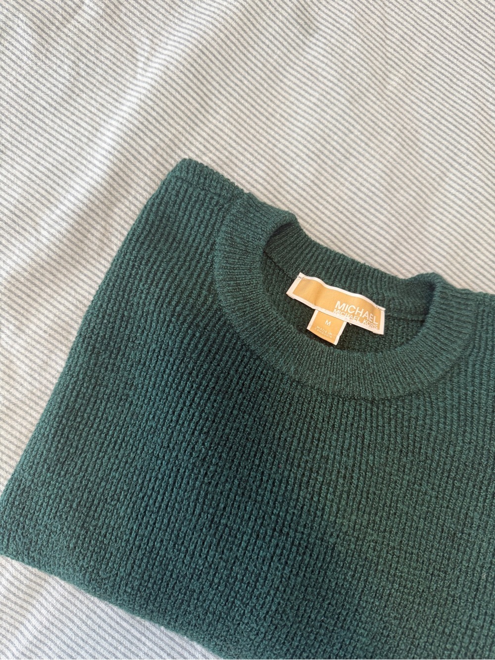 Michael Kors Forest Green Ribbed Crewneck Sweater - Picture 3 of 4